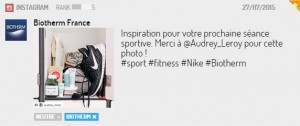 Post Instagram de Biotherm France