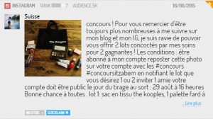 Concours d'une bloggueuse sur Instagram